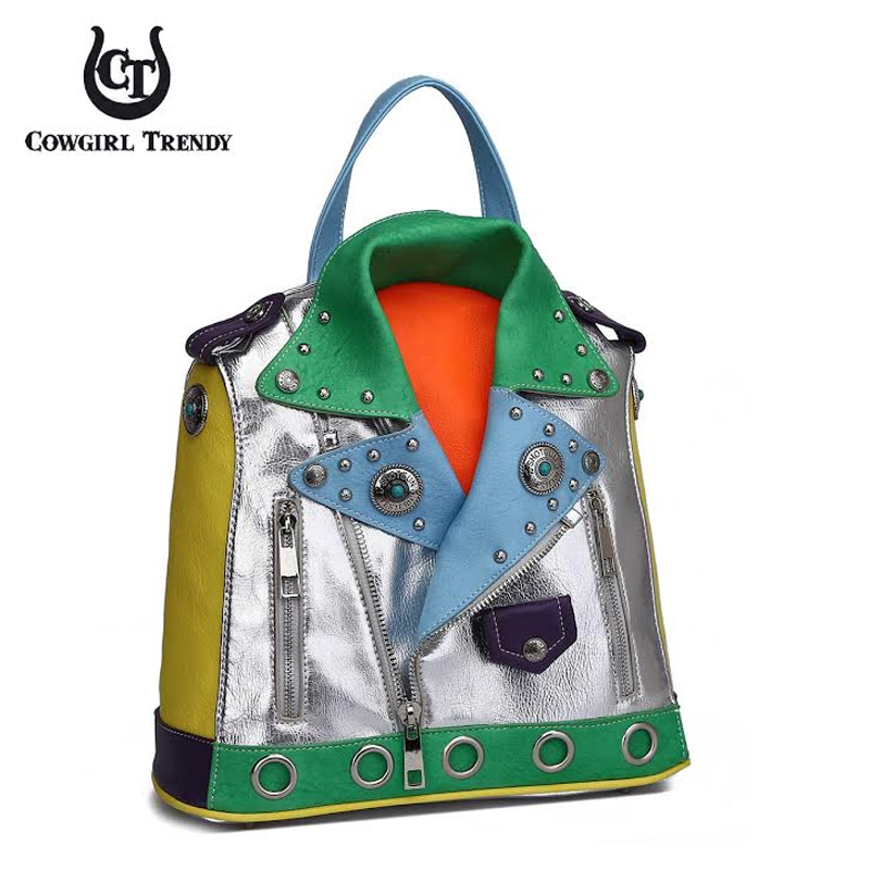 Silver Motorcycle Patchwork Jacket Backpack - BKT4 5386 - Click Image to Close